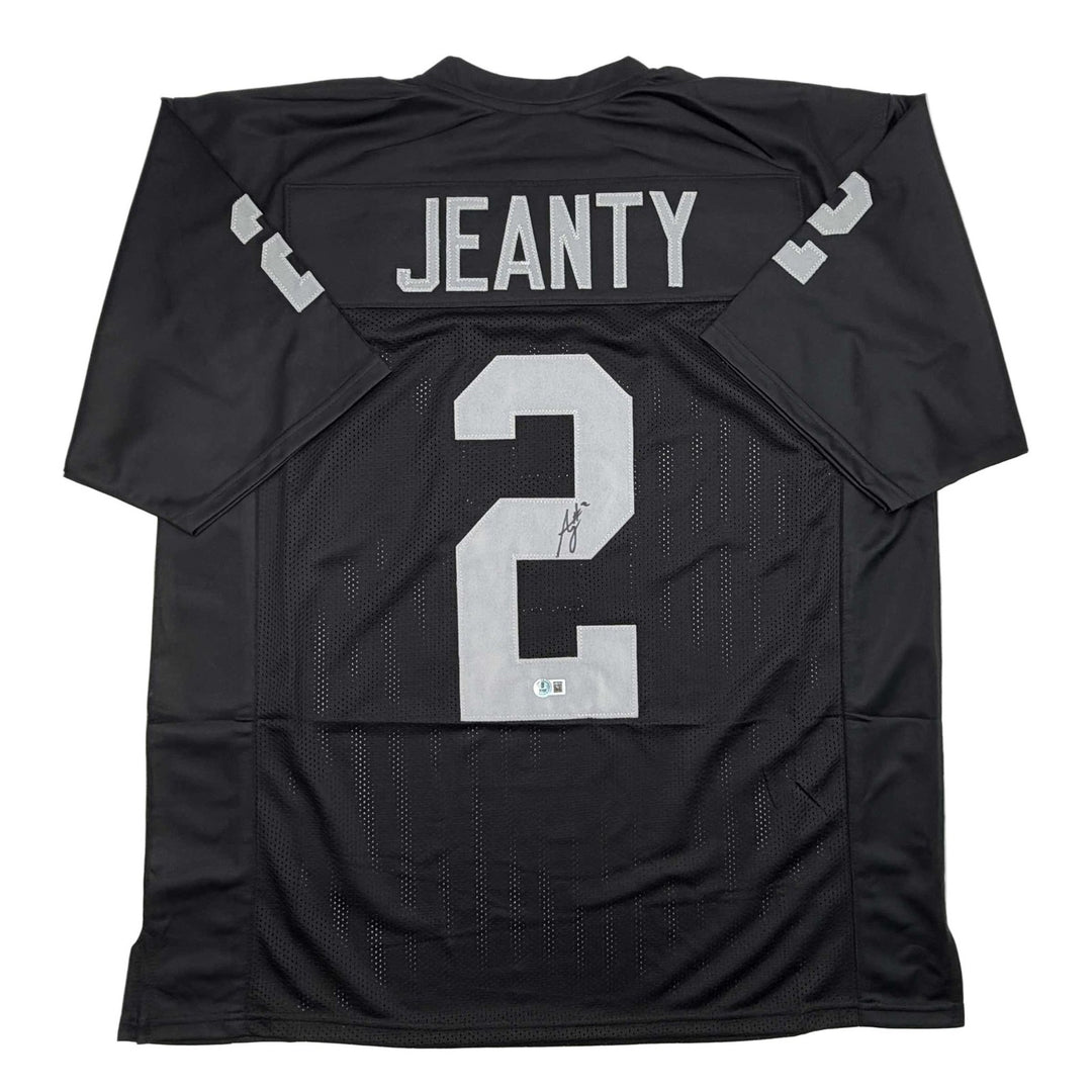 Autographed/Signed Ashton Jeanty Oakland Black Jersey Beckett BAS COA