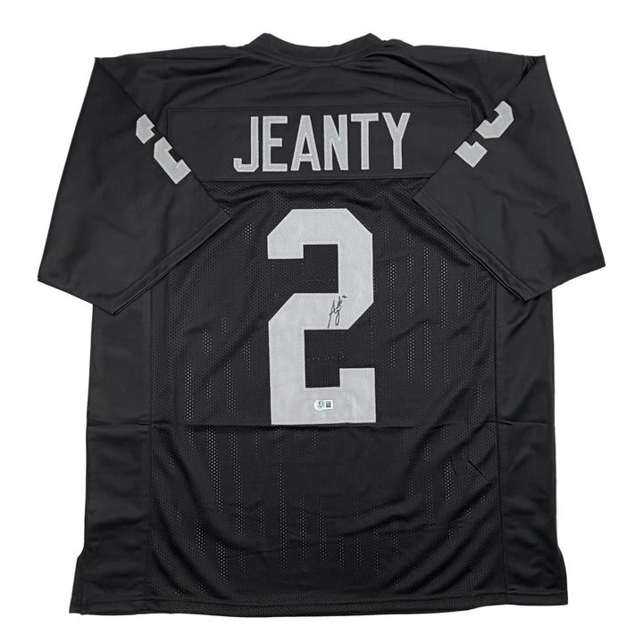 Autographed/Signed Ashton Jeanty Oakland Black Jersey Beckett BAS COA