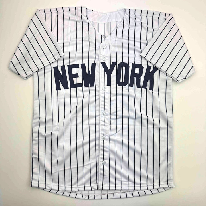Autographed/Signed Ben Rice New York Pinstripe Baseball Jersey JSA COA