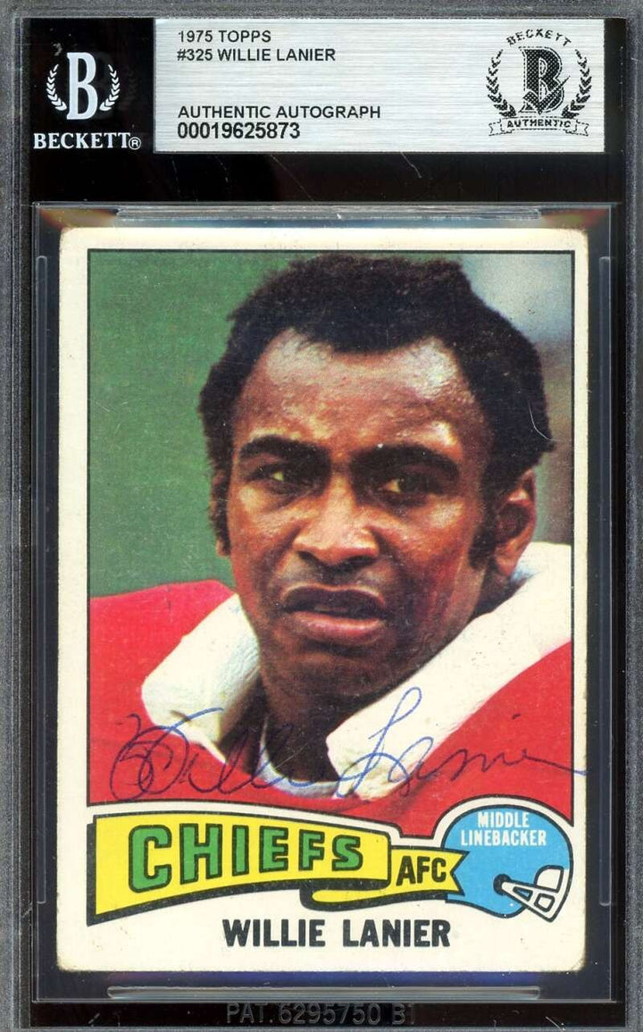 Willie Lanier Beckett BAS Signed 1975 Topps Autograph Chiefs