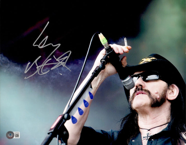 Lemmy Kilmister Autographed 11x14 Photo Motorhead Band Beckett BAS #AC95453
