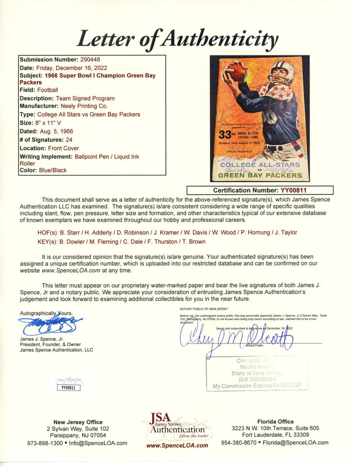 Bart Starr Jim Taylor Fuzzy Thurston +21 Signed College Stars Magazine JSA 55105