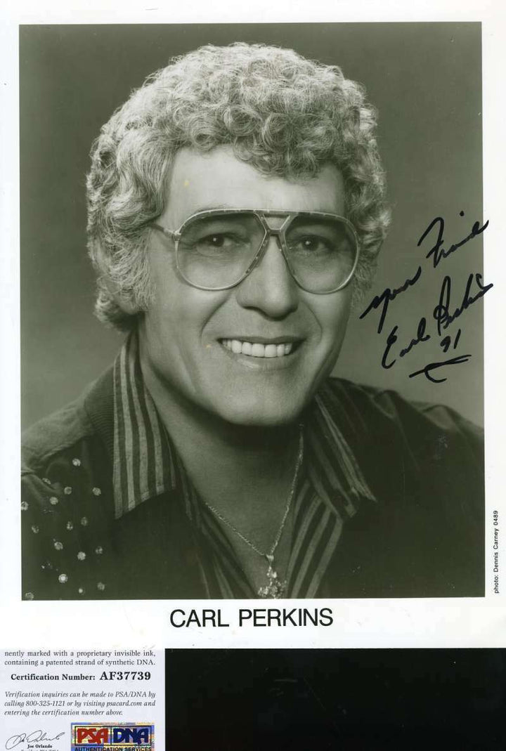 Carl Perkins Psa Dna Coa Hand Signed 8x10 Photo Autograph