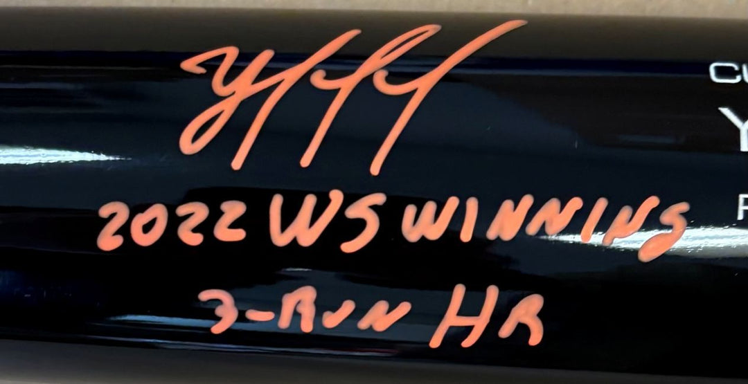 Yordan Alvarez Astros Signed Victus Black Player Model Bat 2022 WS Winning BAS
