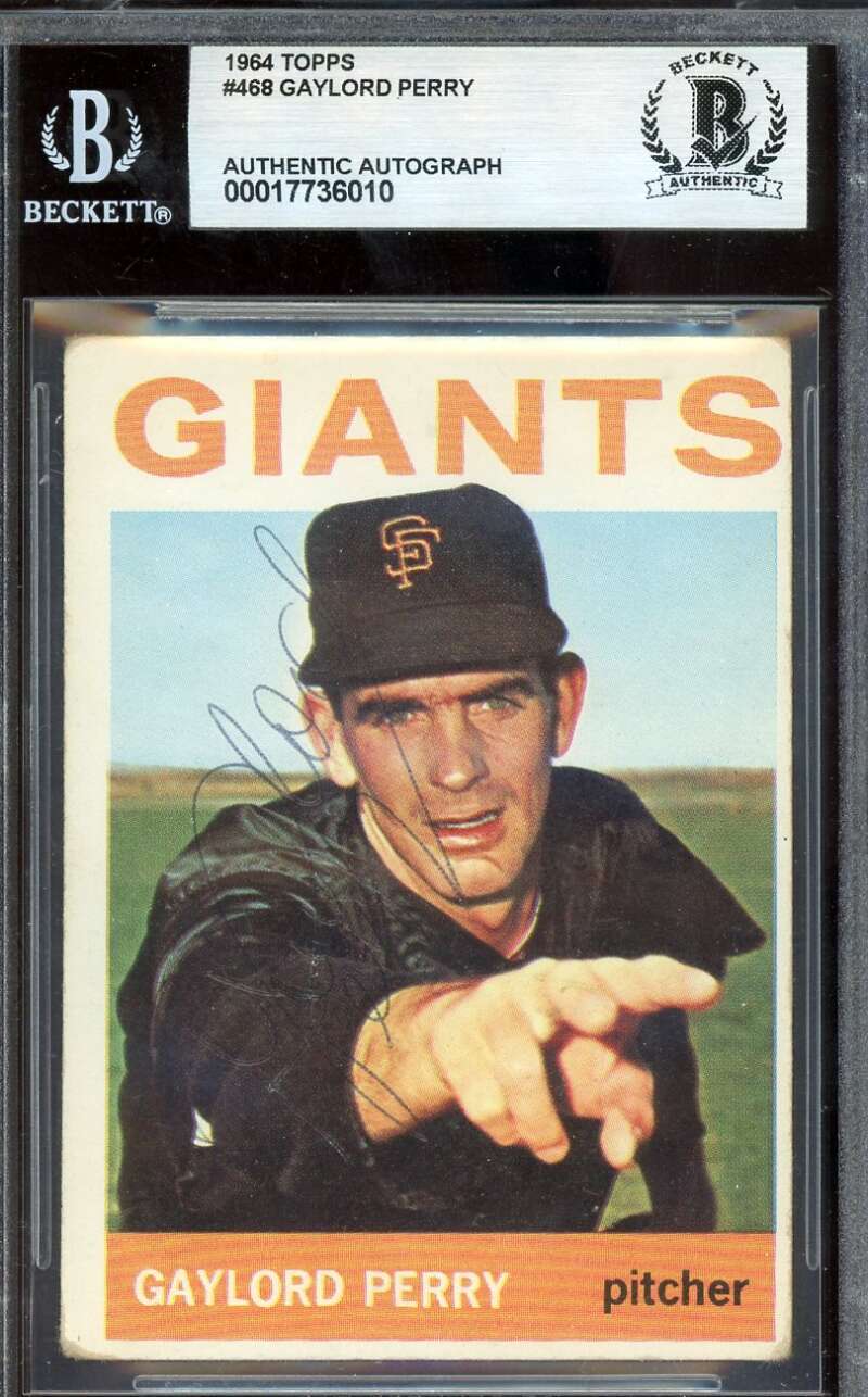 Gaylord Perry Beckett BAS Vintage Signed 1964 Topps Autograph