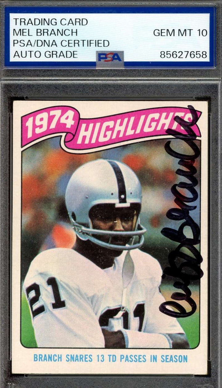 Cliff Branch Gem Mint 10 PSA DNA Signed 1975 Topps 1974 Highlights Autograph