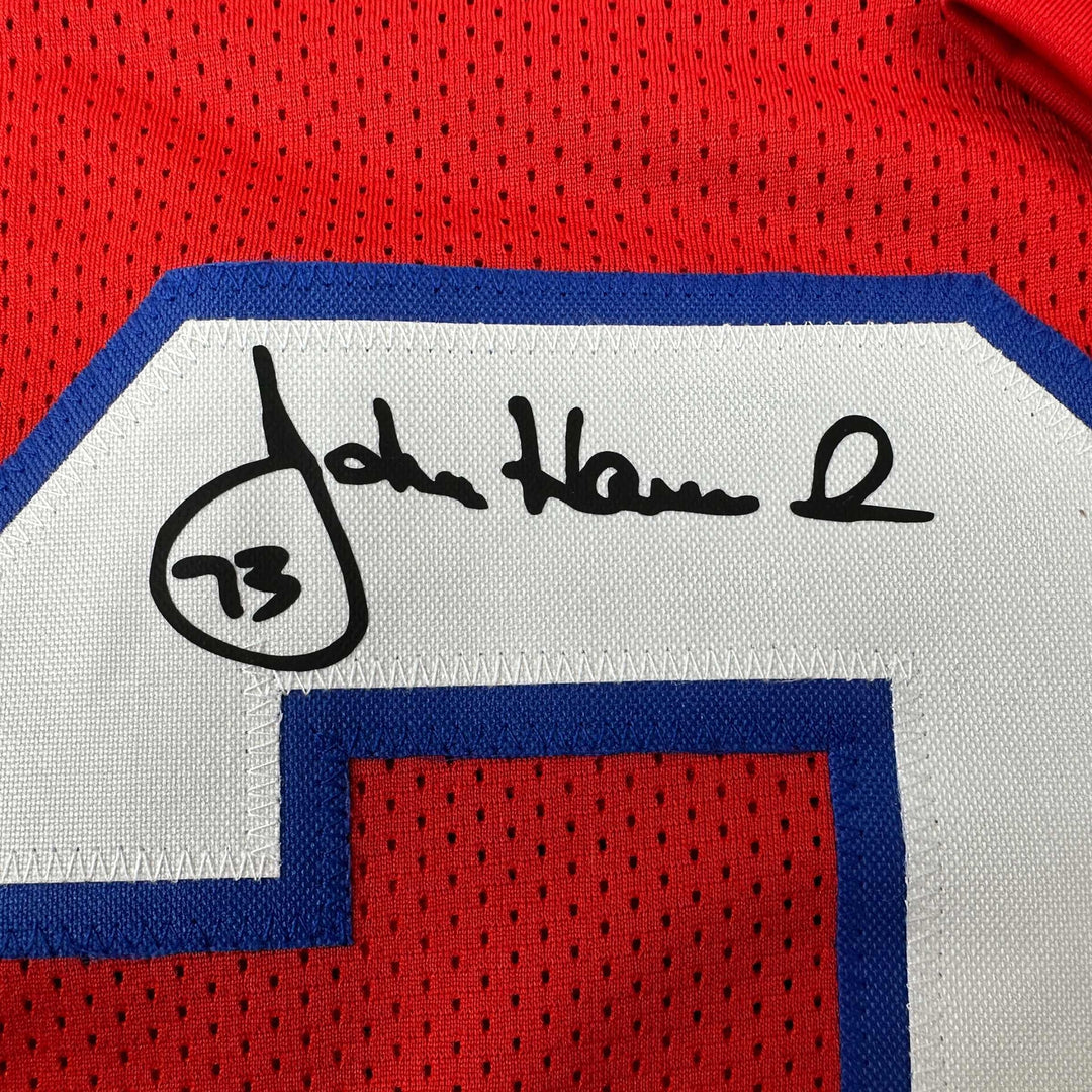 Facsimile Autographed John Hannah New England Red Reprint Jersey Size Men's XL
