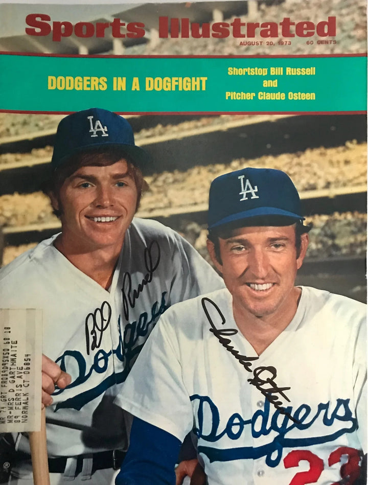 Bill Russell & Claude Osteen Signed Sports Illustrated - August 20 1973