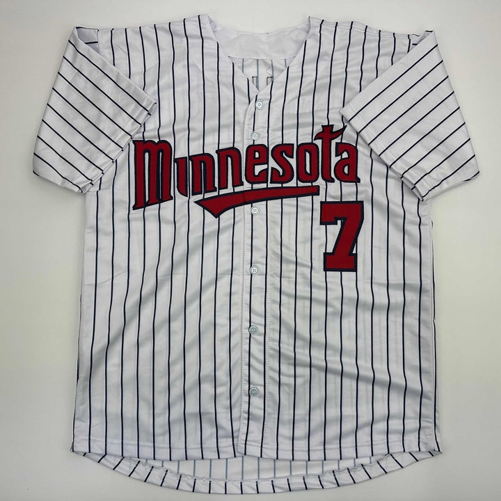 Facsimile Autographed Joe Mauer Minnesota Pinstripe Reprint Jersey Size Men's XL