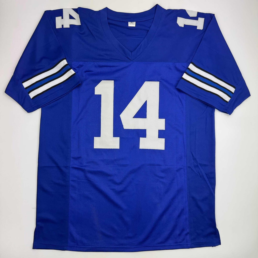 Autographed/Signed Craig Morton Dallas Blue Football Jersey JSA COA