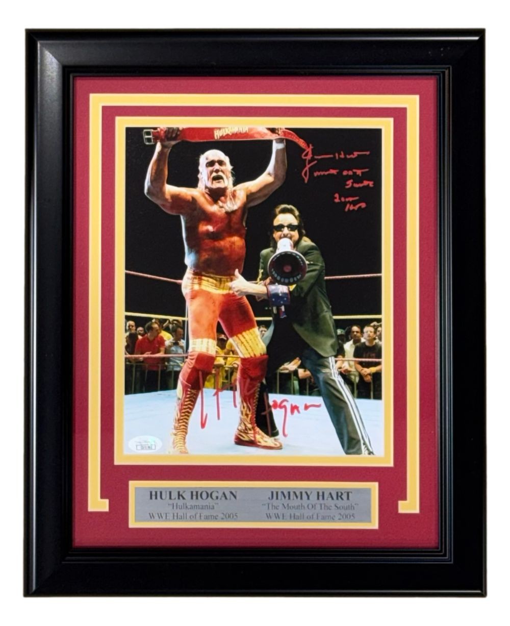 Hulk Hogan Jimmy Hart Signed Framed 8x10 WWE Wrestling Photo JSA Hologram