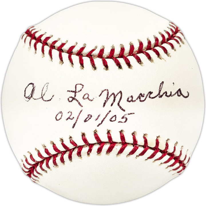 Al LaMacchia Signed Official MLB Baseball Browns, Senators "38384" Beckett QR