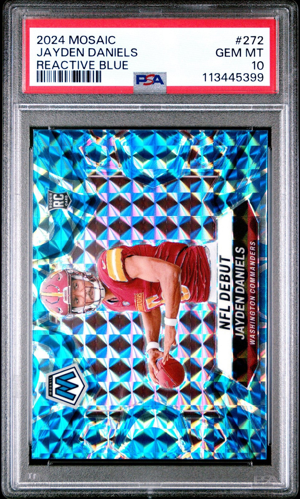 Graded 2024 Mosaic Jayden Daniels #272 Reactive Blue RC Card PSA 10