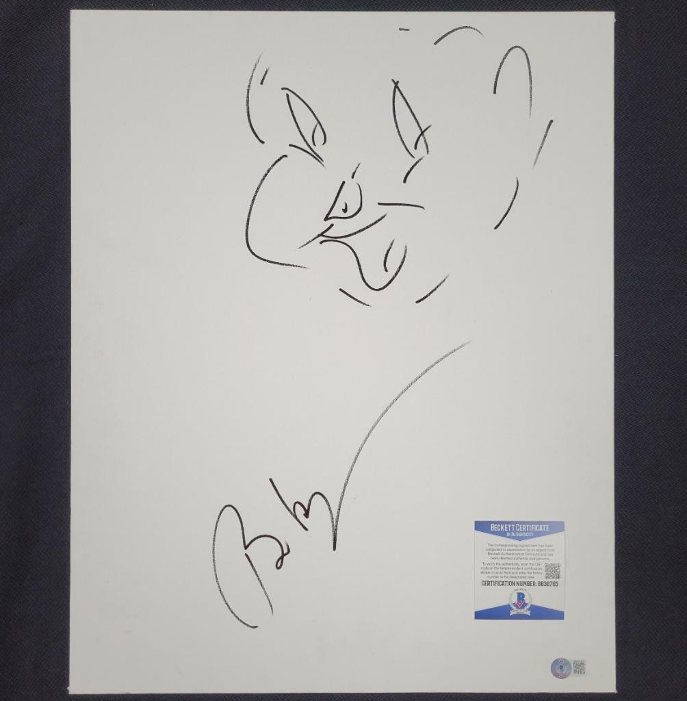 Bob Bergen signed sketch Looney Tunes Porky Pig 16x20 Canvas Board ~ BAS COA
