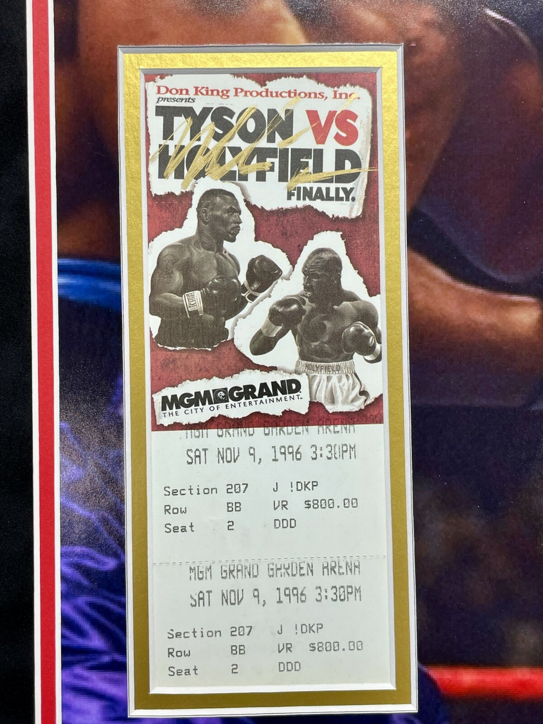Mike Tyson Signed Authentic Ticket vs. Holyfield Framed 16x20 Photo JSA COA Auto