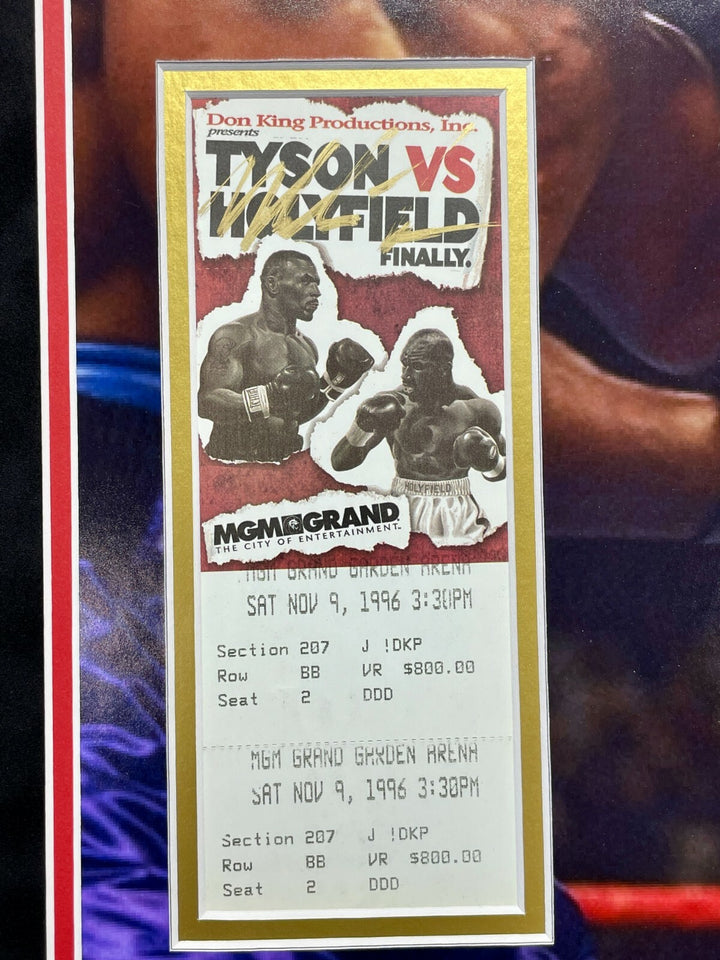 Mike Tyson Signed Authentic Ticket vs. Holyfield Framed 16x20 Photo JSA COA Auto
