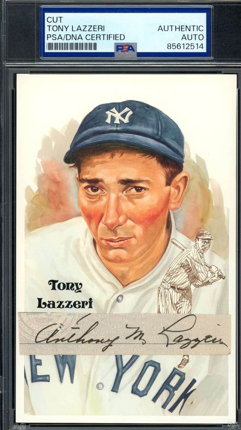 Tony Lazzeri PSA DNA Coa Signed Perez Steele Postcard Cut Autograph