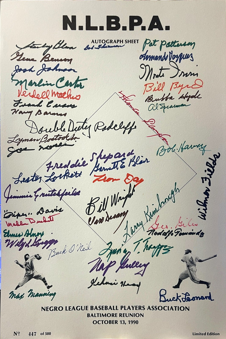 Negro League (N.L.B.P.A) Signed 1990 Reunion 11x17 Poster Sheet 40 Sigs- Beckett