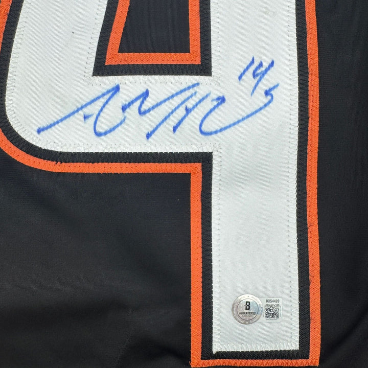 Autographed/Signed Adam Henrique Anaheim Black Hockey Jersey BAS COA