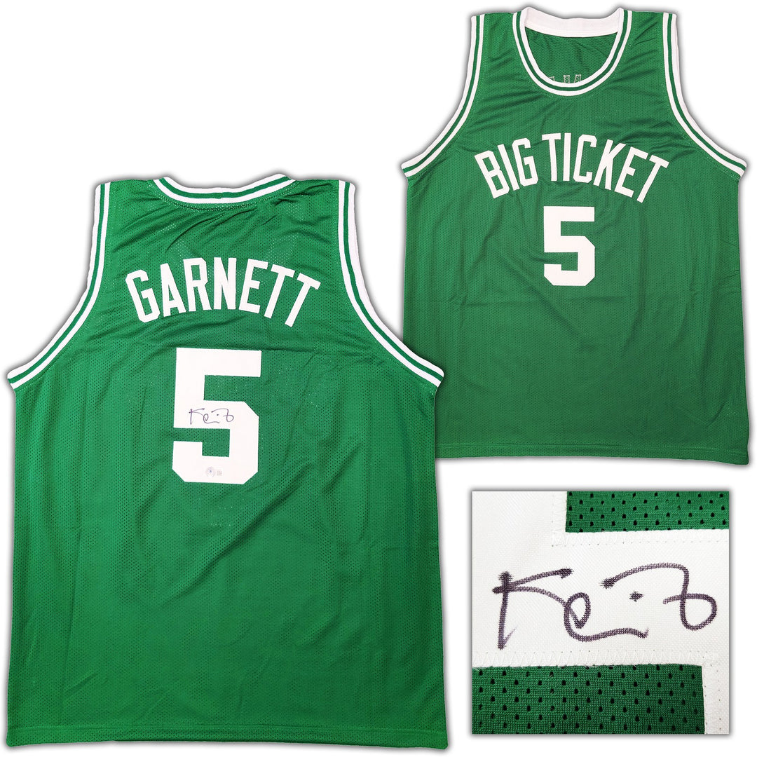 Boston Celtics Kevin Garnett Signed Green Jersey Beckett BAS QR