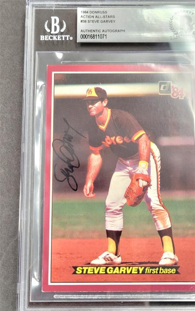 1984 Donruss Action All-Stars #38 Steve Garvey signed card autograph Beckett BAS