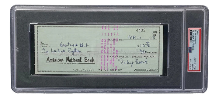 Stan Musial St. Louis Cardinals Signed  Bank Check PSA/DNA 85025575