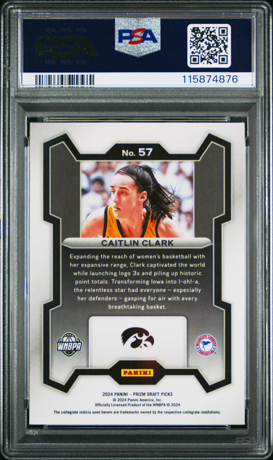 Graded 2024 Panini Prizm Draft Picks Caitlin Clark #57 Rookie RC Card PSA 10 Gem