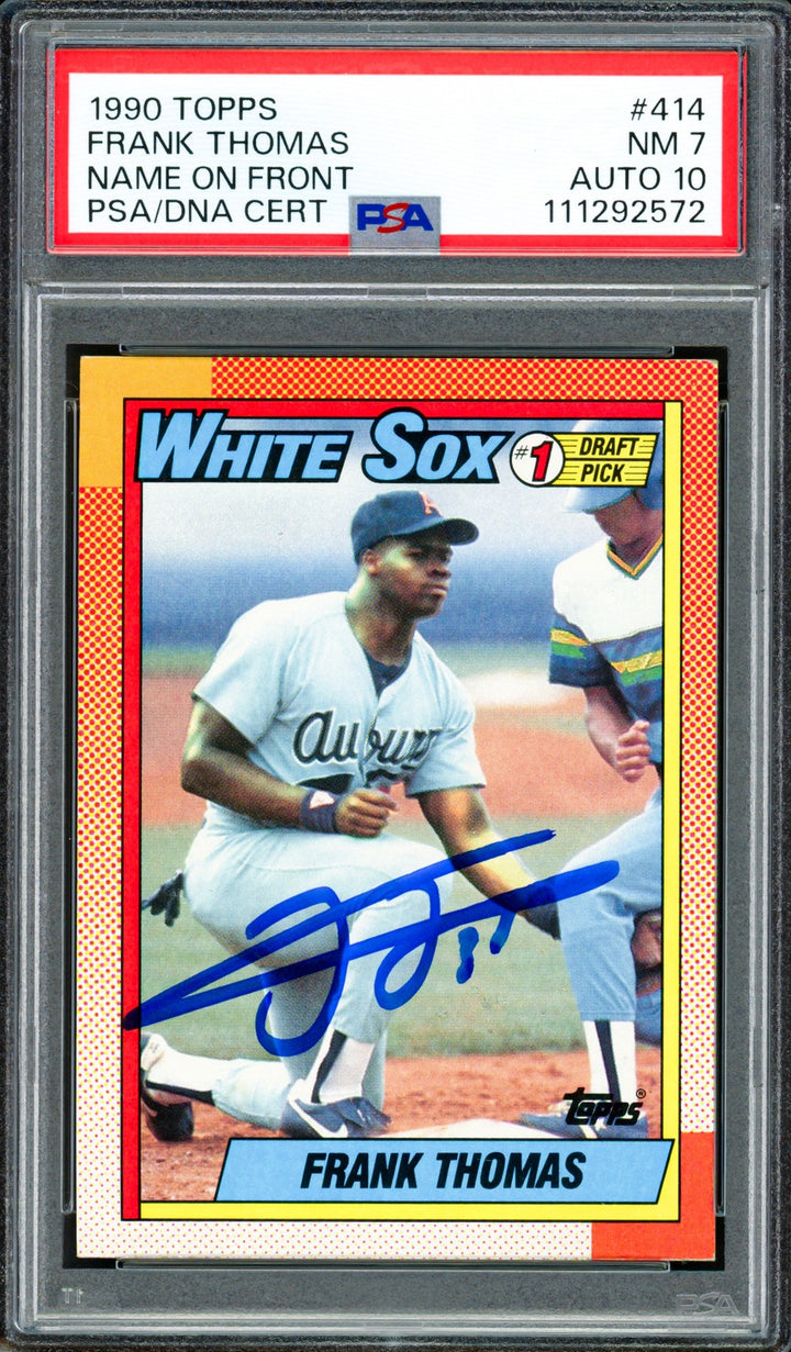 Frank Thomas Signed 1990 Topps RC 414 Chicago White Sox PSA 7 Auto GM 10 PSA/DNA