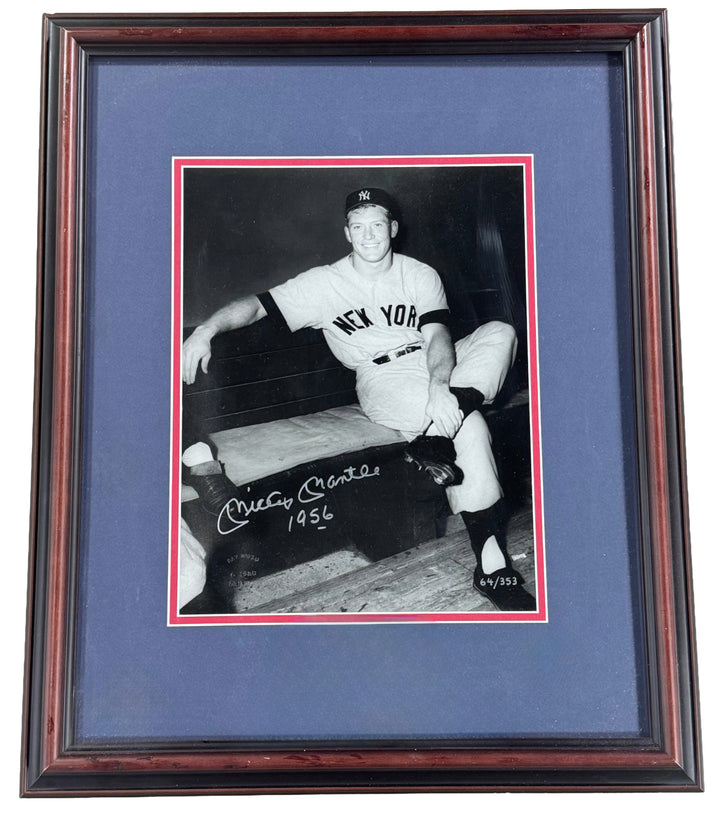 Mickey Mantle Signed 11x14 Gallo Original Photo Framed 1956 Auto LE /353 CBM COA