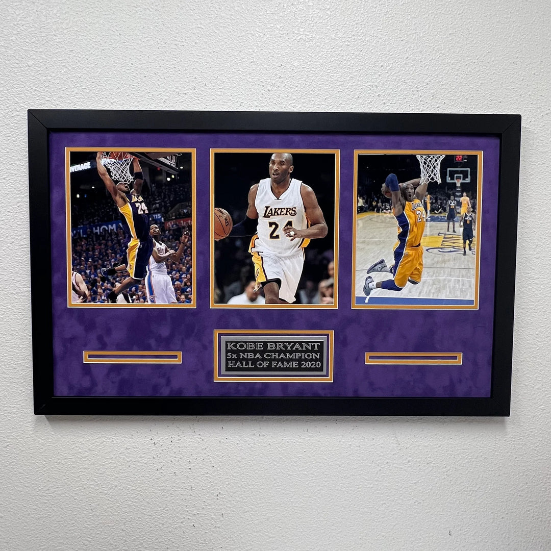 Kobe Bryant Custom Framed 3 Photo Display Los Angeles Lakers