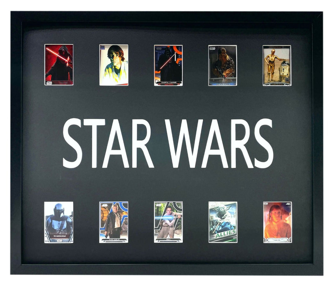 Star Wars Framed 10 Trading Card Collage Lot Skywalker Han Solo Vader Leia Yoda