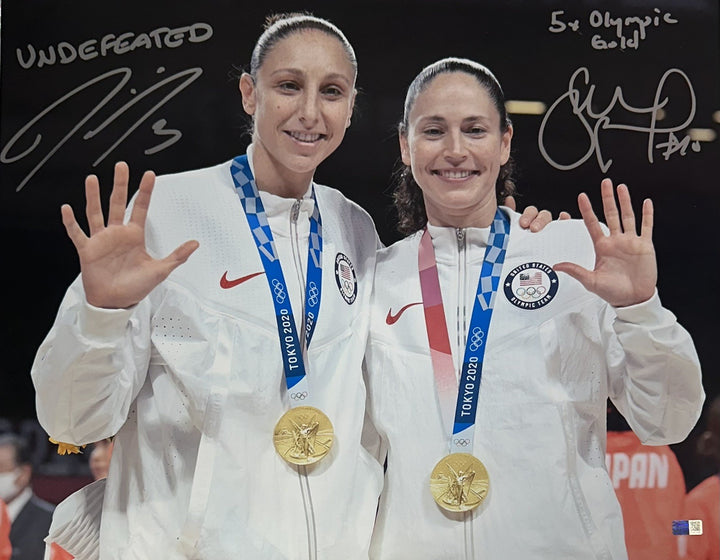 Diana Taurasi Sue Bird Signed 16x20 Framed 5x Usa Olympic Gold Photo Steiner Coa