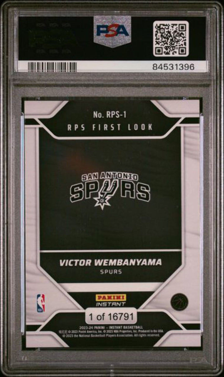 Graded 2023 Panini Instant RPS First Look Victor Wembanyama #RPS1 RC PSA 10