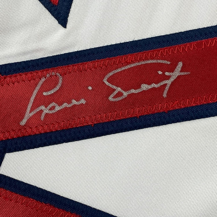 Framed Signed Luis Tiant 35x39 Boston Red Sox White Jersey JSA COA