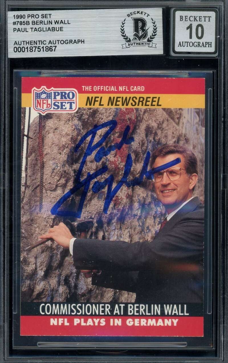 Paul Tagliabue Gem Mint 10 Beckett BAS Signed 1990 Pro Set  Rookie Autograph