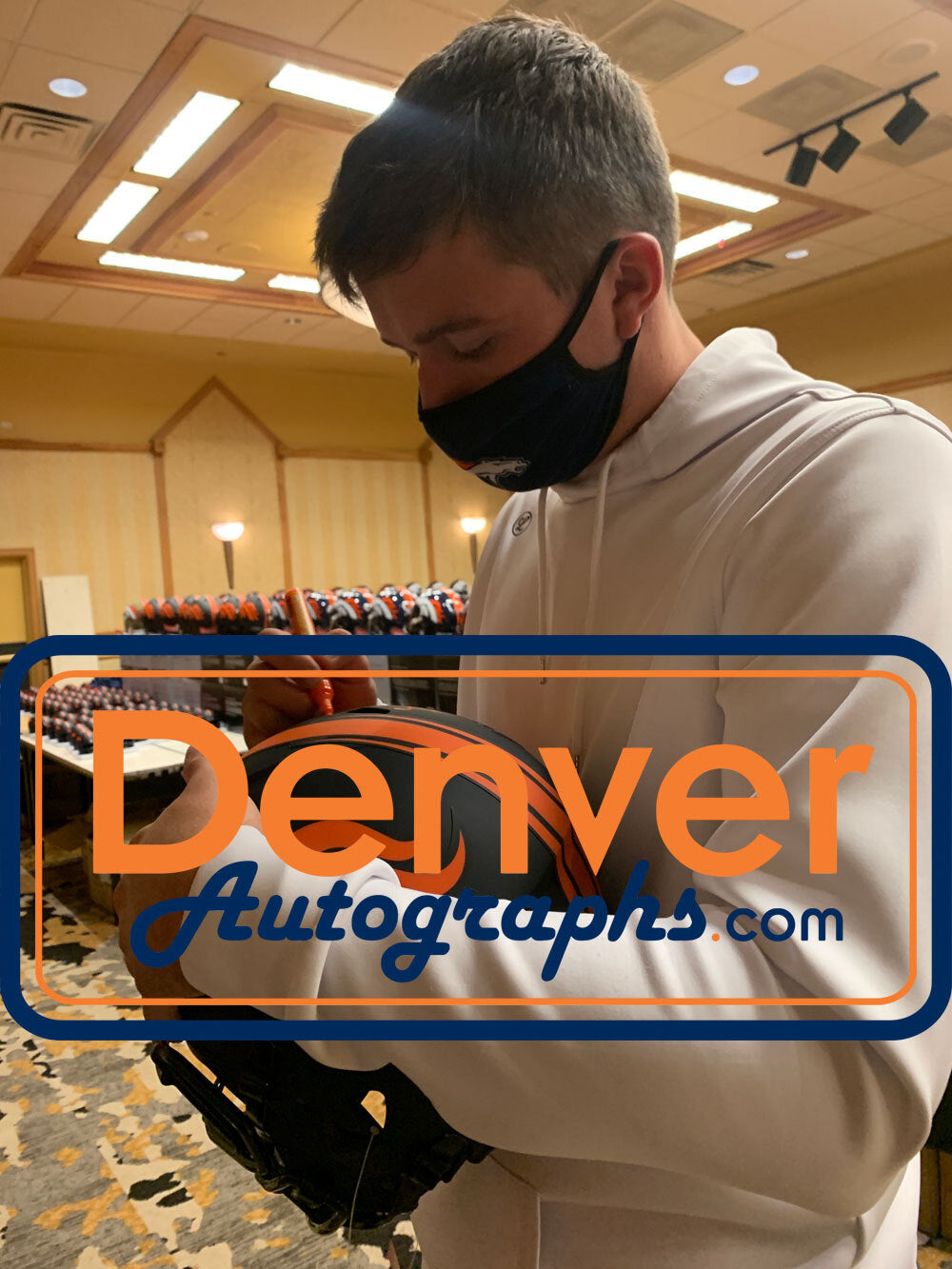 Drew Lock Autographed Denver Broncos Authentic Eclipse Helmet BAS 29353