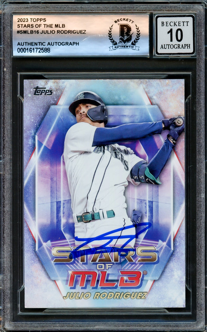 Julio Rodriguez Auto 2023 Topps Stars MLB Card SMLB-16 Mariners Auto 10 Beckett