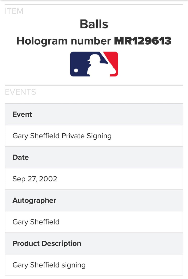 Gary Sheffield Signed Official MLB Baseball Marlins Yankees Auto 500 HR MLB COA