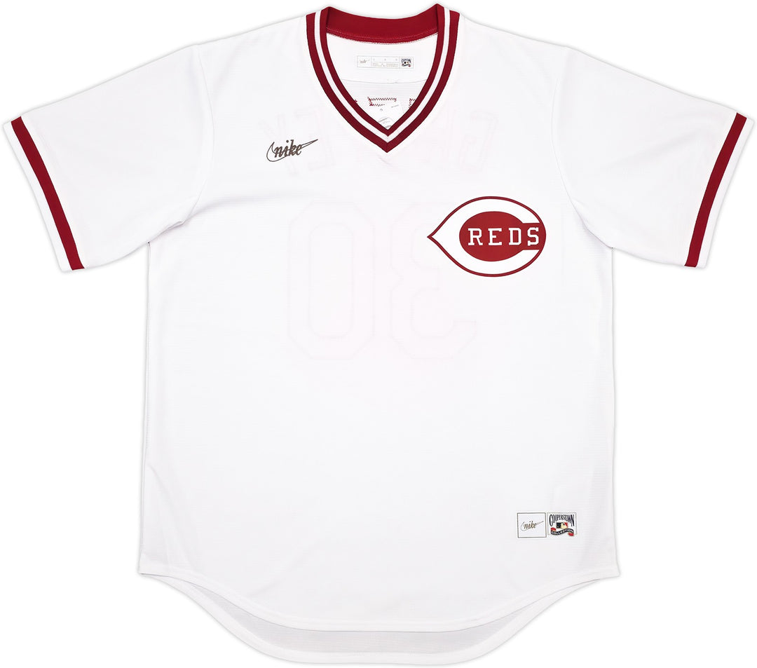 Reds Ken Griffey Sr. Auto White Nike Cooperstown Collection Jersey Large Beckett