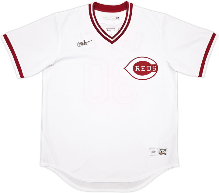 Reds Ken Griffey Sr. Auto White Nike Cooperstown Collection Jersey Large Beckett
