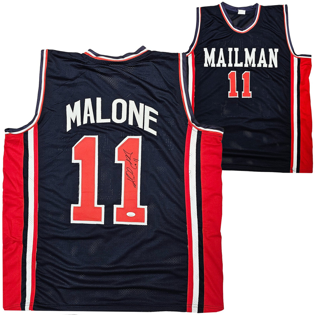 Team USA Karl Malone Autographed Signed Blue Jersey JSA