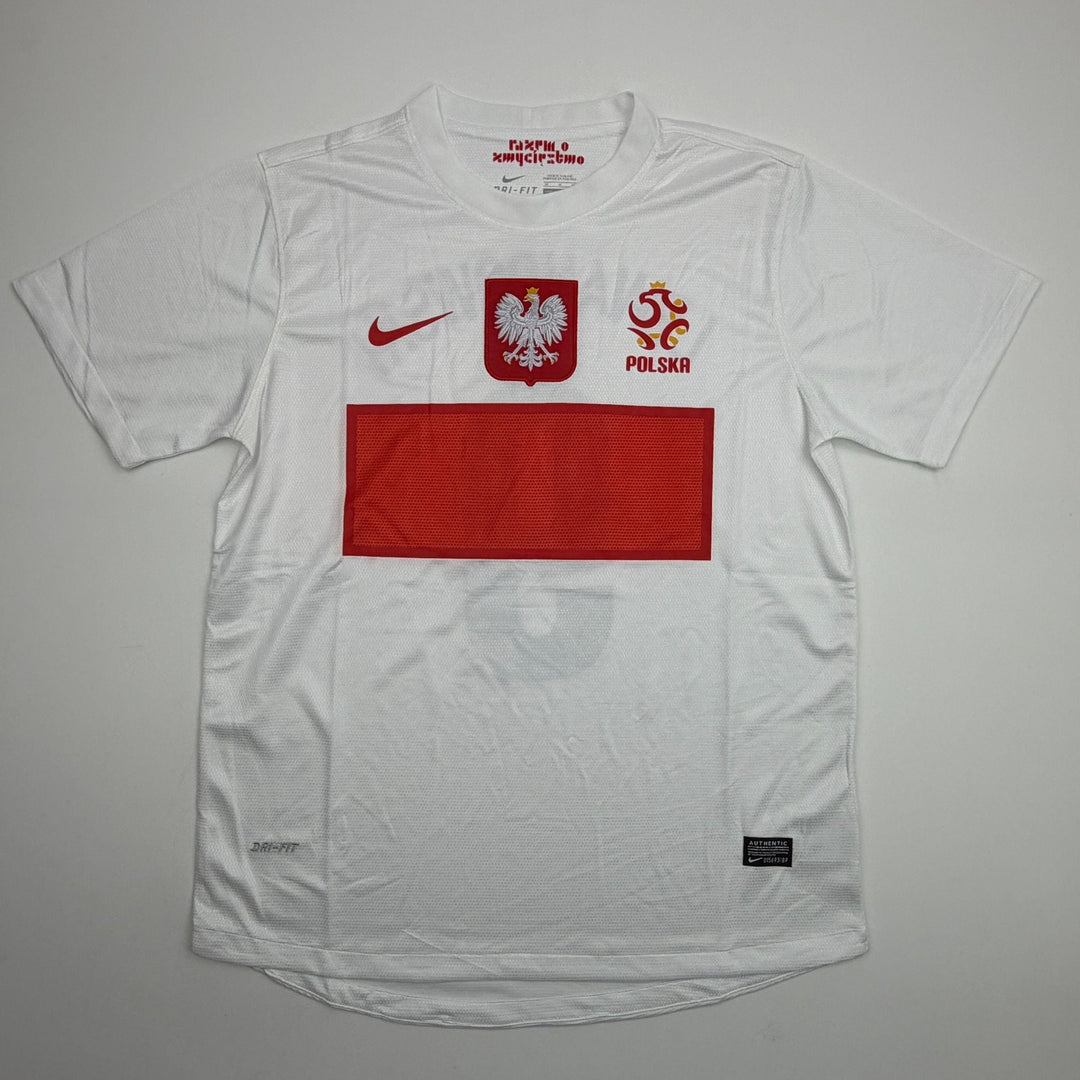 Autographed/Signed Robert Lewandowski Poland White Soccer Jersey Beckett BAS COA