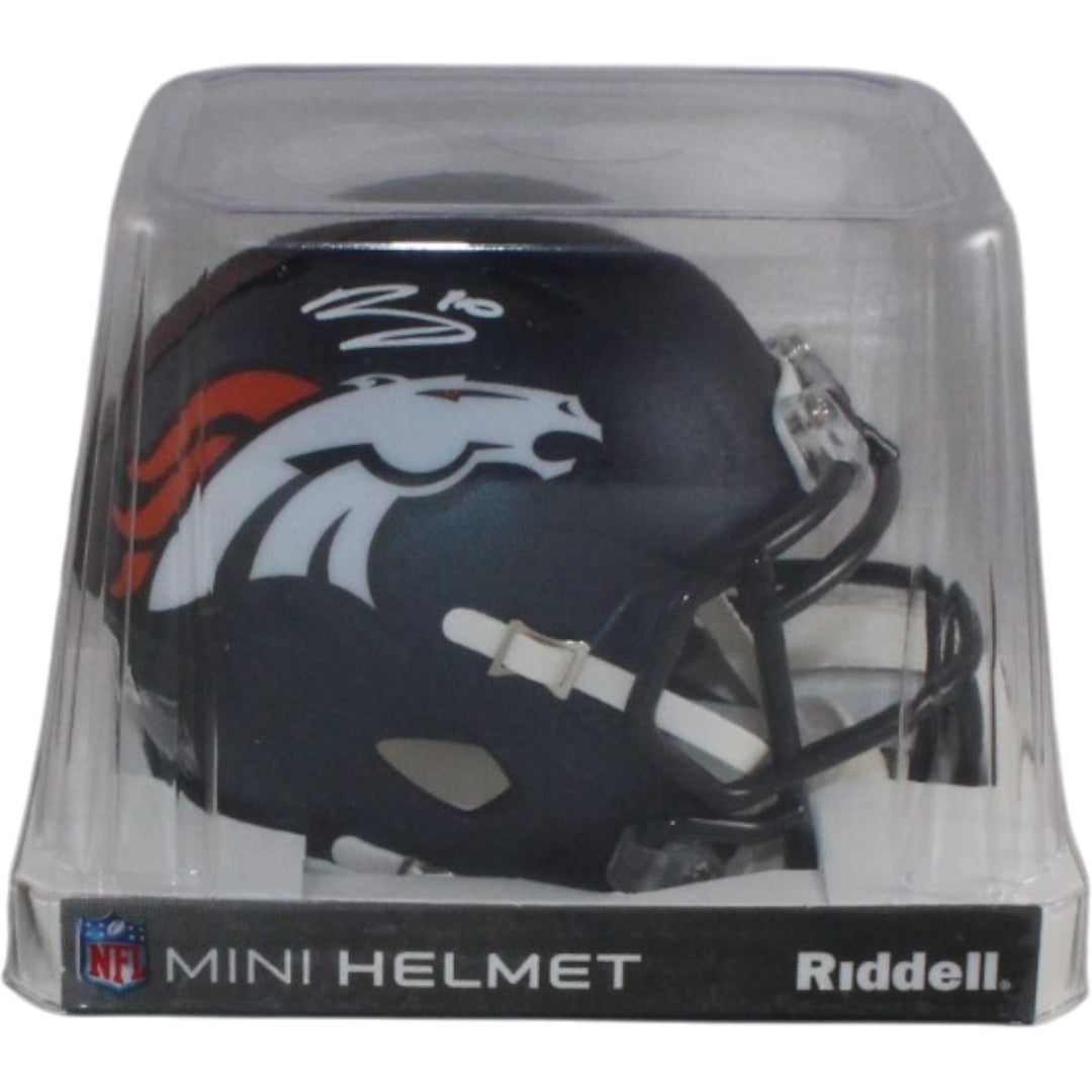 Bo Nix Autographed/Signed Denver Broncos Mini Helmet Beckett Witness 56417