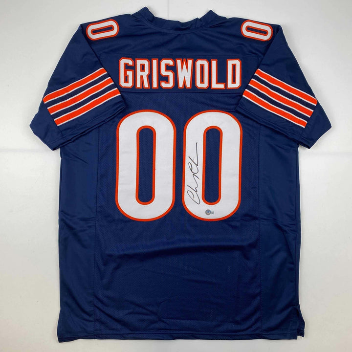 Autographed/Signed Chevy Chase Clark Griswold Blue Jersey Beckett BAS COA