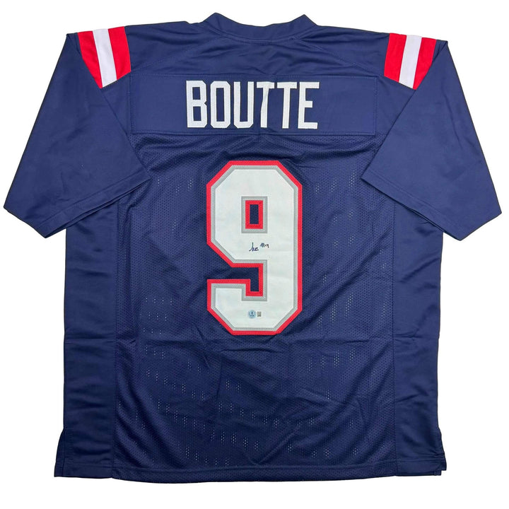 Autographed/Signed Kayshon Boutte New England Blue Jersey Beckett BAS COA
