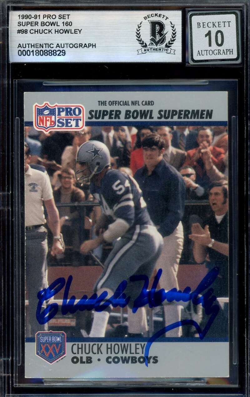 Chuck Howley Gem Mint 10 Beckett BAS Signed 1990-91 Pro Set Super Bowl Autograph