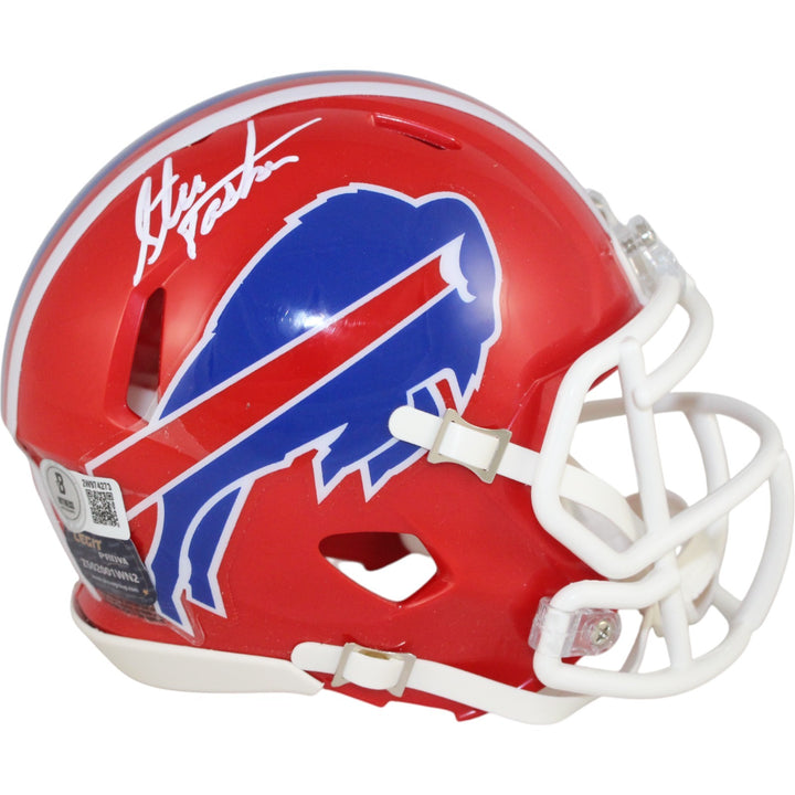Steve Tasker Autographed Buffalo Bills Mini Helmet TB Beckett Witness 50920