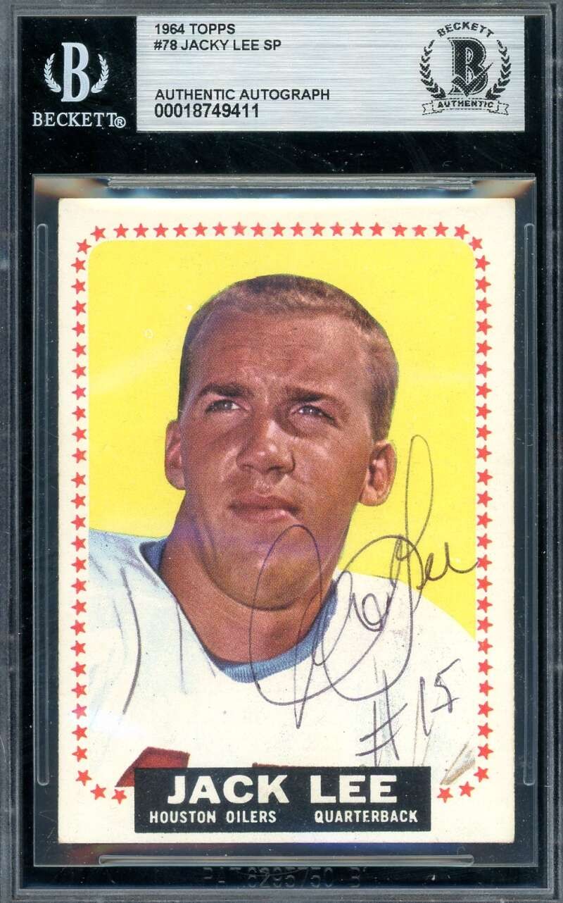 Jacky Jack Lee Beckett BAS Signed 1964 Topps Autograph Oilers
