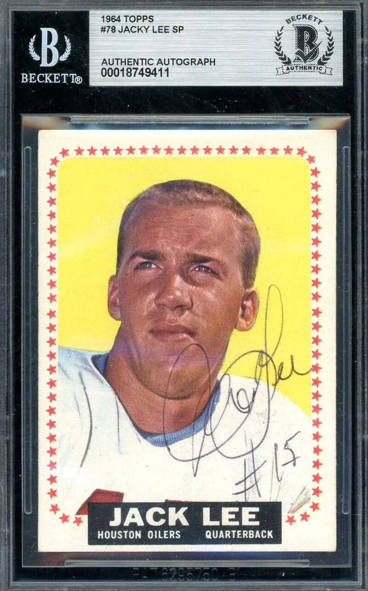 Jacky Jack Lee Beckett BAS Signed 1964 Topps Autograph Oilers