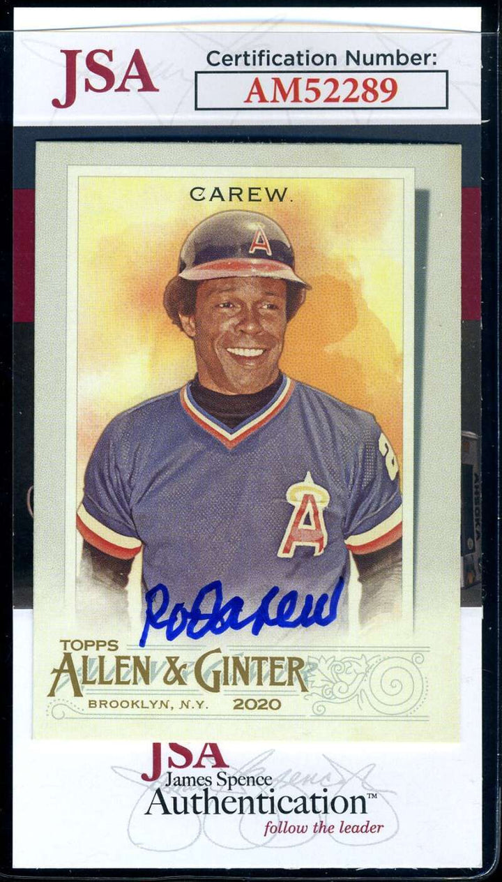 Rod Carew JSA Coa Signed 2020 Topps Allen and Ginter Autograph